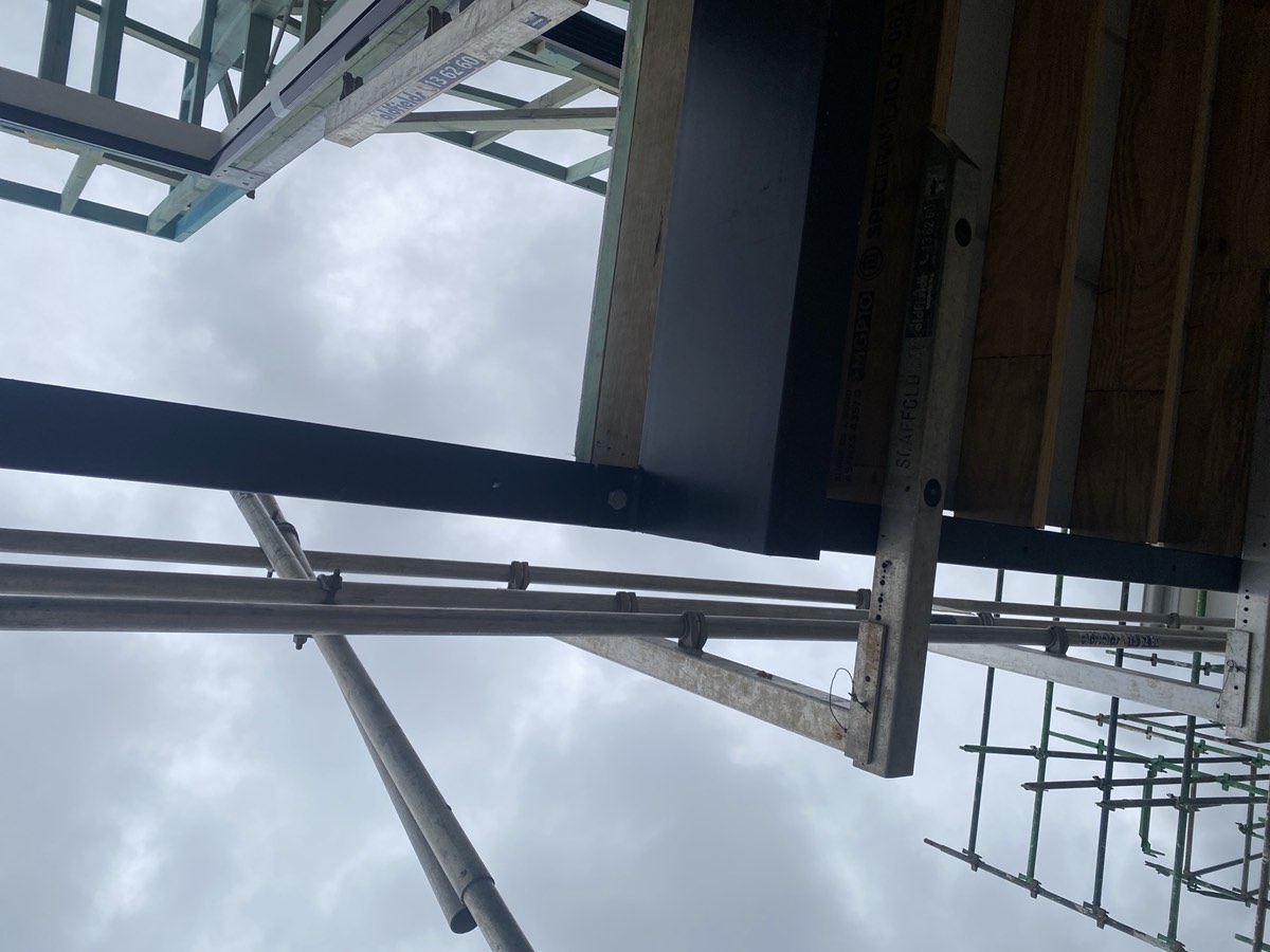 Steel beam connection not matching the engineering, recorded during a frame inspection in Box Hill