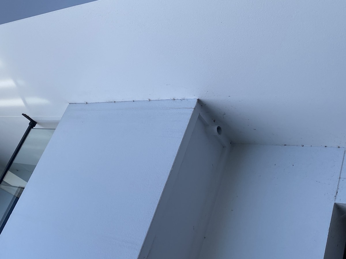 Balcony drainage pipe size, recorded during a handover inspection in Box Hill